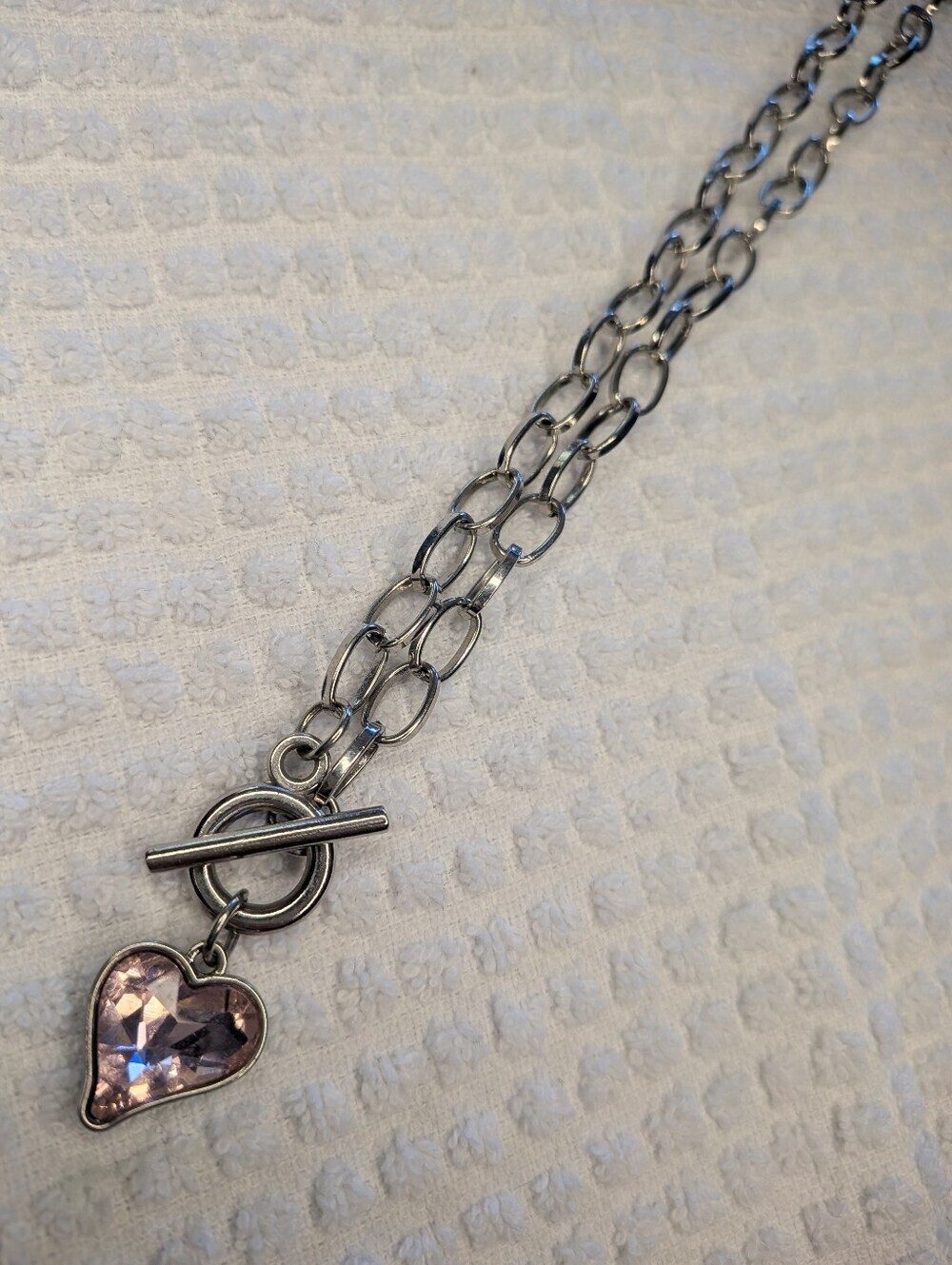 Pink Heart Charm With Chunky Linked Chain - Picture 7 of 7